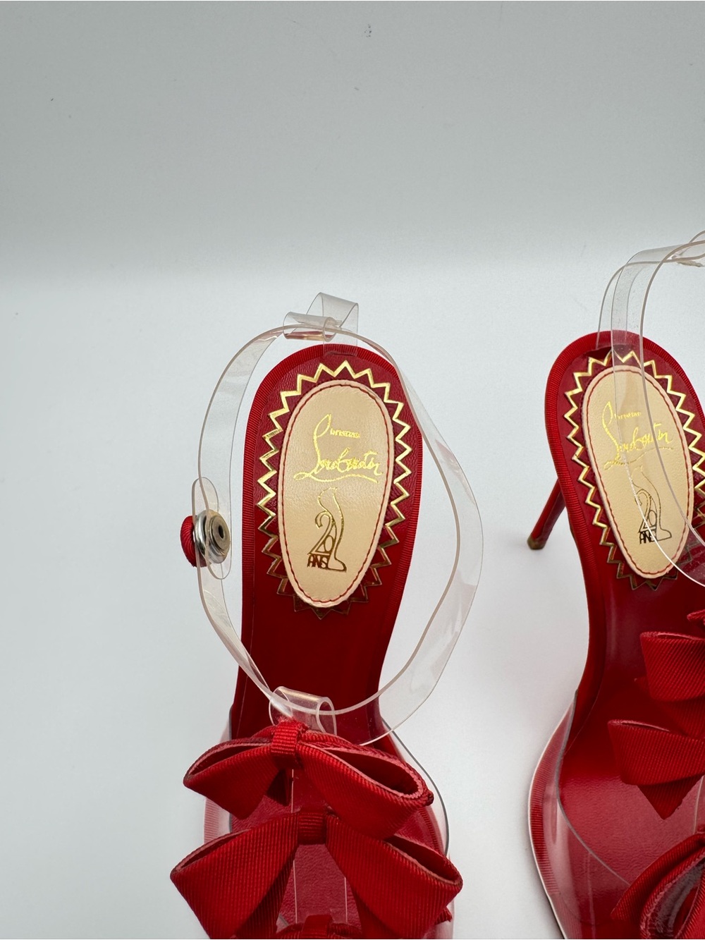 Christian Louboutin Bow Bow 100 PVC Grosgrain Version Red 20th Anniversary EU 36 - Picture 4 of 10